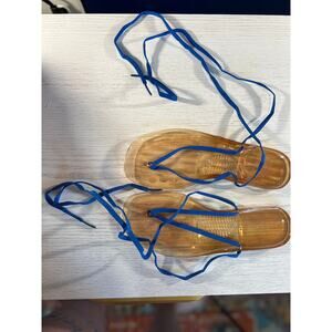 New Vintage Jelly Thong Sandals with Blue Lace Ups - Size 6.5 (Small)